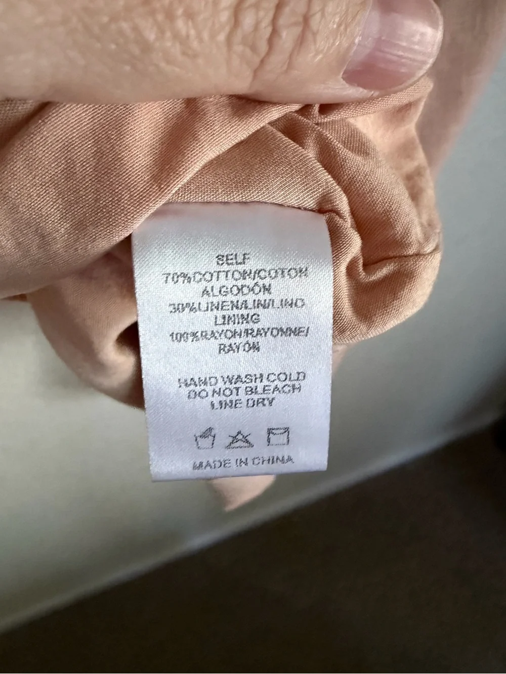 Anthropologie Sunday in Brooklyn Faux Wrap Sleeveless Linen Mini Dress M Peach